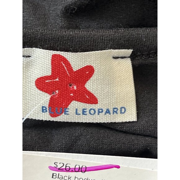 Blue Leopard‎ Black Bodysuit With Spaghetti Straps, 3X - Picture 4 of 7